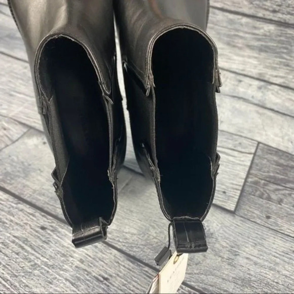 NEW zara bootie black leather ankle boots elastic GUSSET pull on womens 11 EU 42 - Picture 12 of 16